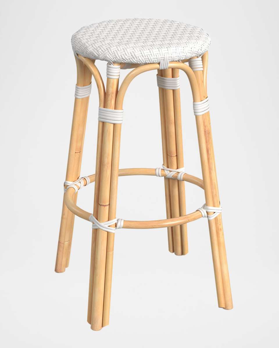 Tobias 30" Rattan Bar Stool, White